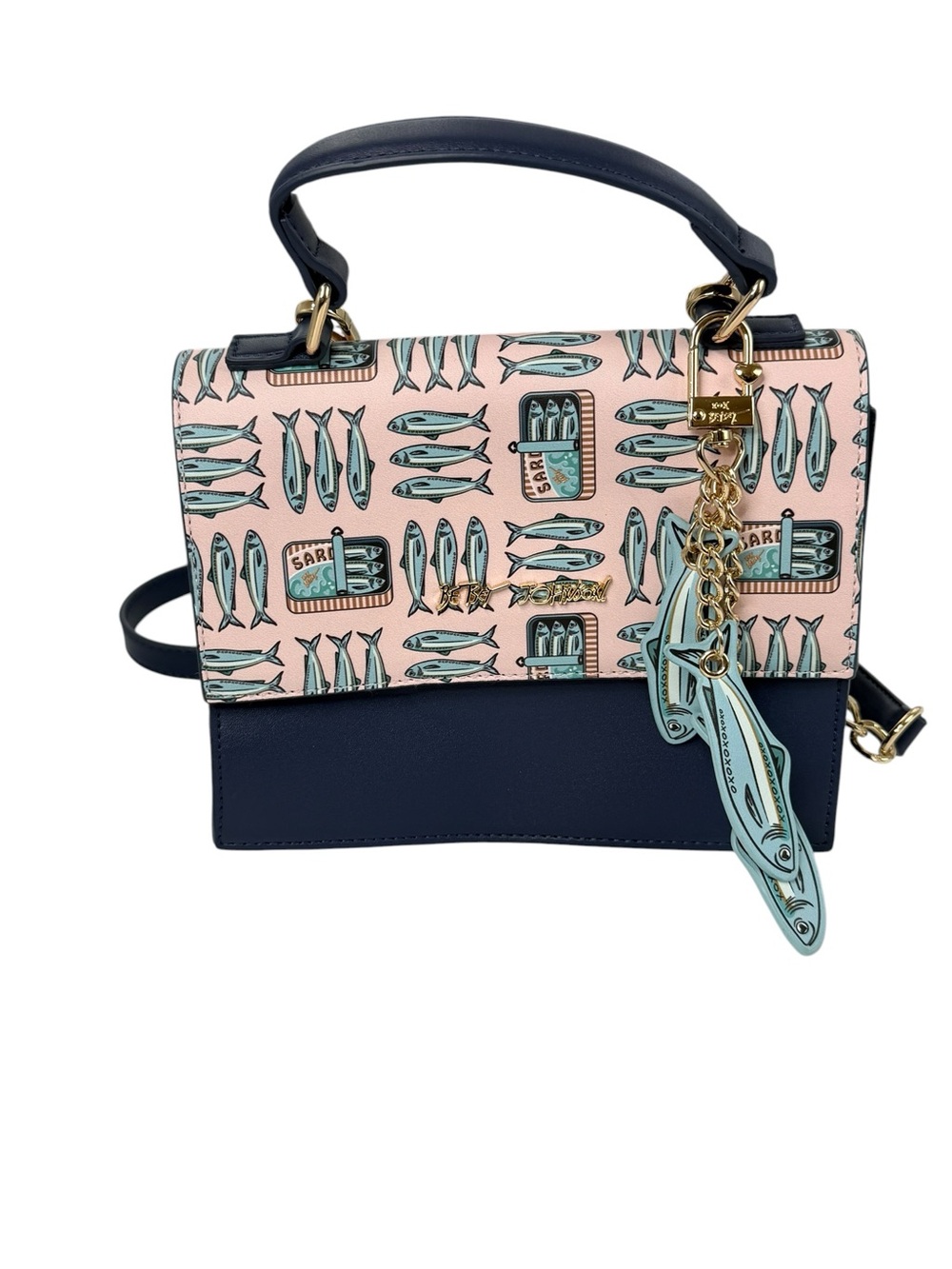 Betsey Johnson Sardine Sardine Print Crossbody Top Handle Bag fish coastal